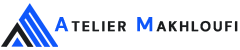 Website logo with text "atelier makhloufi"